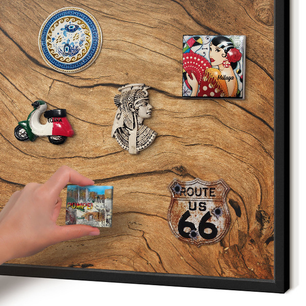Tableau magnétique encadré de couleur noire Grain de bois