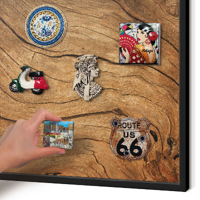 Tableau magnétique encadré de couleur noire Grain de bois