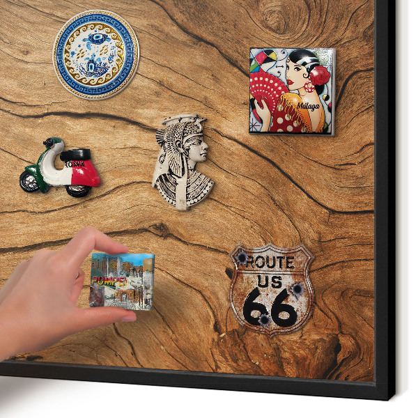 Tableau magnétique encadré de couleur noire Grain de bois