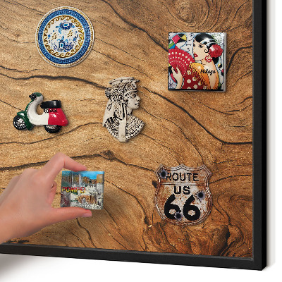 Tableau magnétique encadré de couleur noire Grain de bois