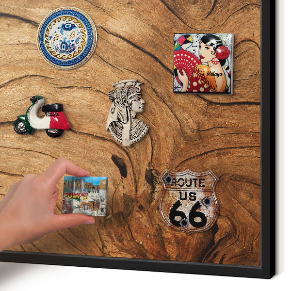 Tableau magnétique encadré de couleur noire Grain de bois