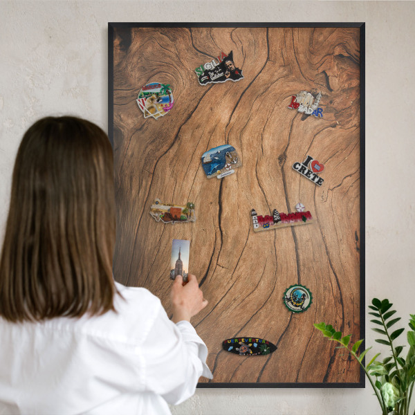 Tableau magnétique encadré de couleur noire Grain de bois