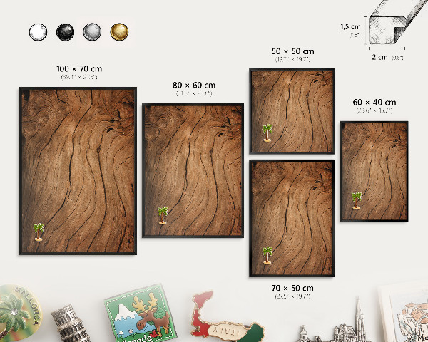 Tableau magnétique encadré de couleur noire Grain de bois