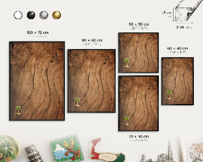 Tableau magnétique encadré de couleur noire Grain de bois