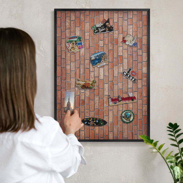 Panneau pour aimants souvenirs cadre noir Mur de briques