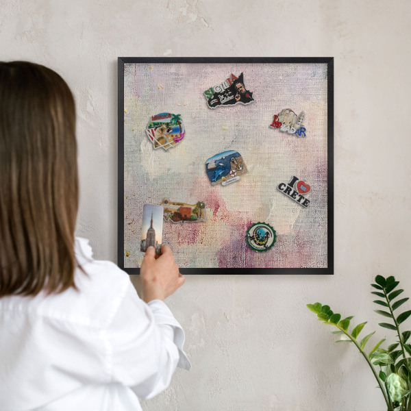 Tableau magnétique encadré de couleur noire Abstraction pastel