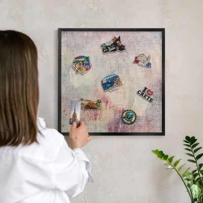 Tableau magnétique encadré de couleur noire Abstraction pastel