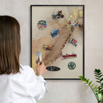 Tableau magnétique encadré de couleur noire Éclat élégant