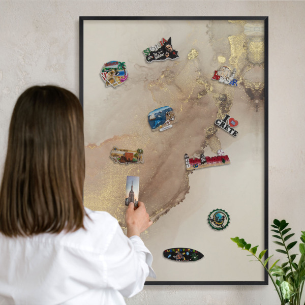 Tableau magnétique encadré de couleur noire Éclat élégant