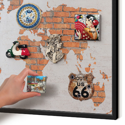 Panneau pour aimants souvenirs cadre noir Carte en briques