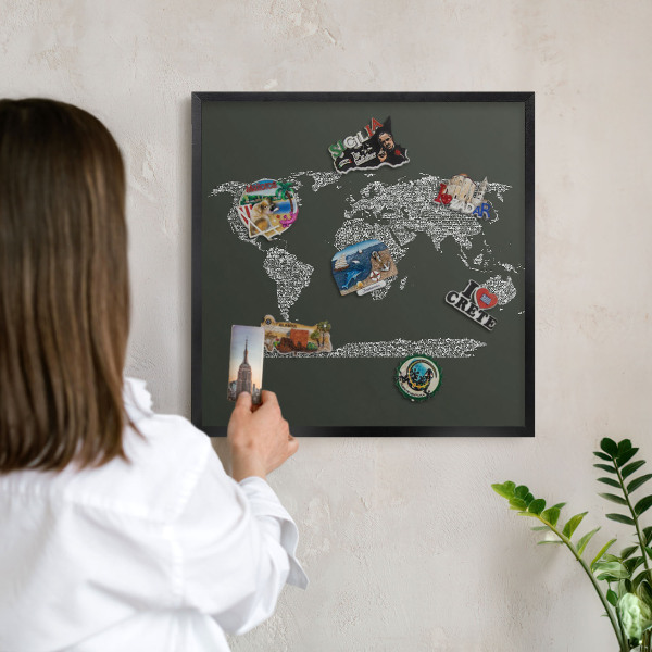 Panneau pour aimants souvenirs cadre noir Carte textuelle