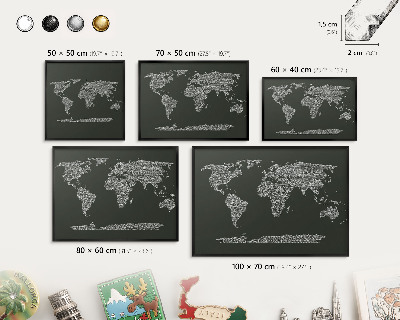 Panneau pour aimants souvenirs cadre noir Carte textuelle