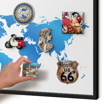 Tableau magnétique encadré de couleur noire Carte du monde