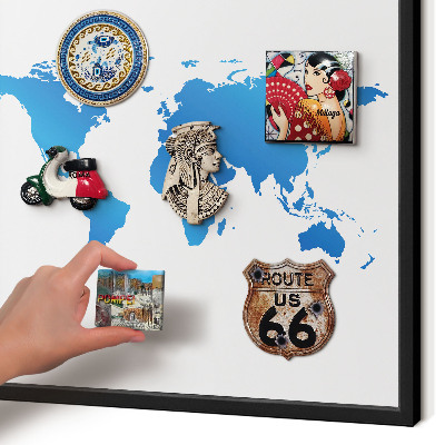 Tableau magnétique encadré de couleur noire Carte du monde