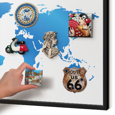 Tableau magnétique encadré de couleur noire Carte du monde