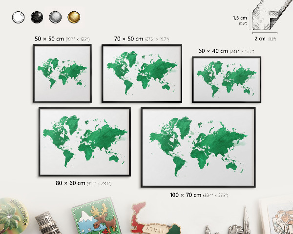 Panneau pour aimants souvenirs cadre noir Carte verte