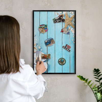 Tableau magnétique encadré de couleur noire Repos des vacances