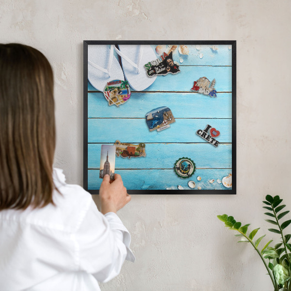 Tableau magnétique encadré de couleur noire Repos des vacances