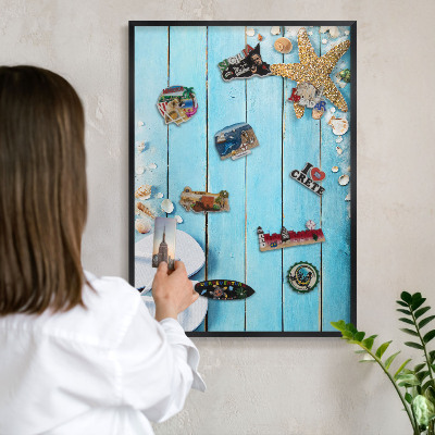 Tableau magnétique encadré de couleur noire Repos des vacances