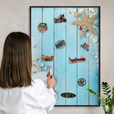 Tableau magnétique encadré de couleur noire Repos des vacances
