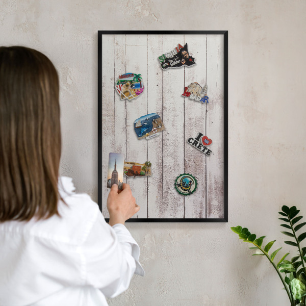 Tableau magnétique encadré de couleur noire Bois clair