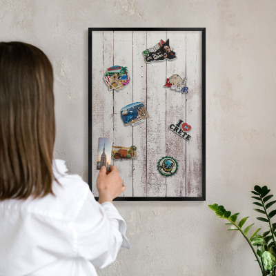 Tableau magnétique encadré de couleur noire Bois clair