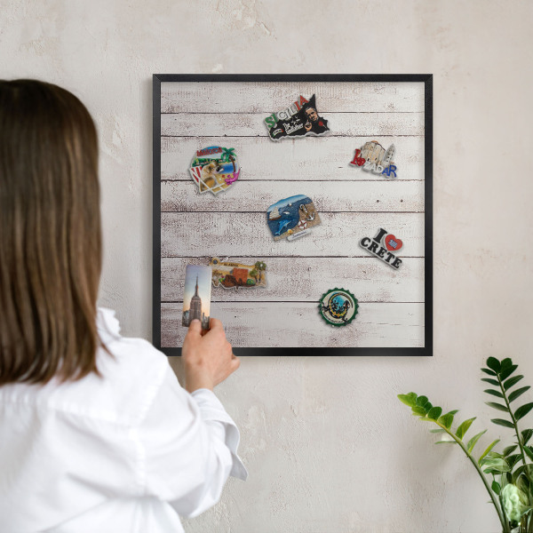 Tableau magnétique encadré de couleur noire Bois clair