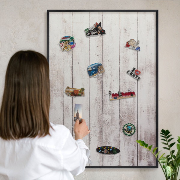 Tableau magnétique encadré de couleur noire Bois clair