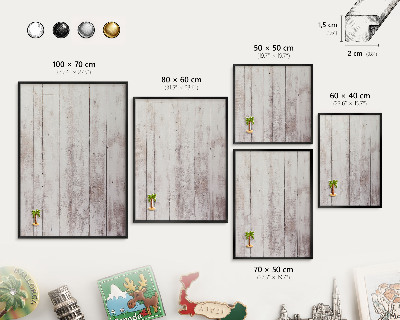Tableau magnétique encadré de couleur noire Bois clair