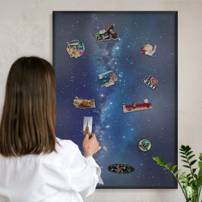 Panneau pour aimants souvenirs cadre noir Espace stellaire