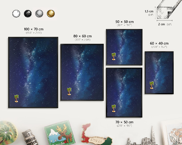Panneau pour aimants souvenirs cadre noir Espace stellaire
