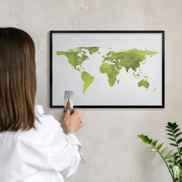 Tableau magnétique encadré de couleur noire Carte verte