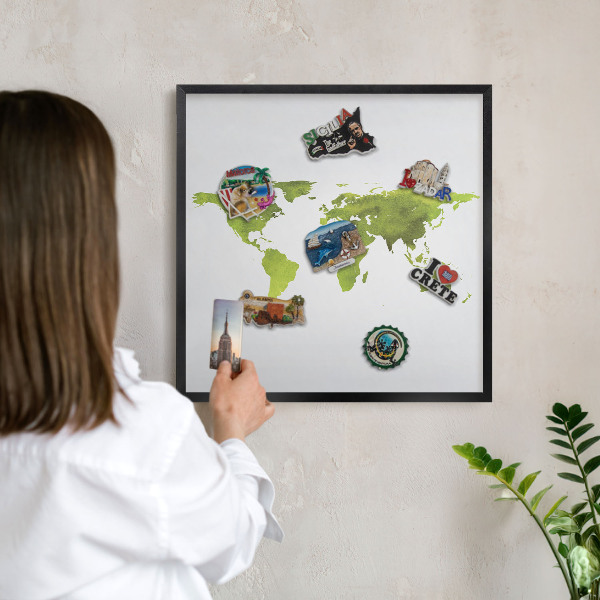 Tableau magnétique encadré de couleur noire Carte verte