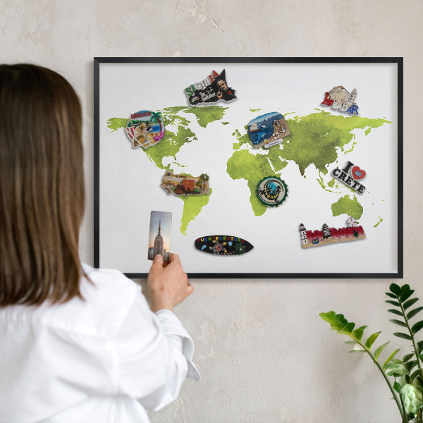 Tableau magnétique encadré de couleur noire Carte verte