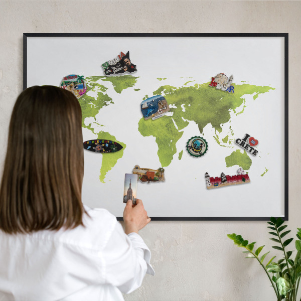 Tableau magnétique encadré de couleur noire Carte verte