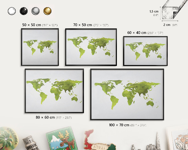 Tableau magnétique encadré de couleur noire Carte verte