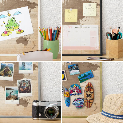 Panneau pour aimants souvenirs cadre noir Carte du monde