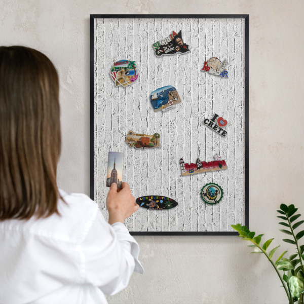 Tableau magnétique encadré de couleur noire Mur de briques