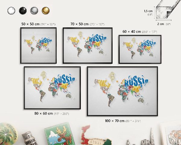 Panneau pour aimants souvenirs cadre noir Carte des couleurs