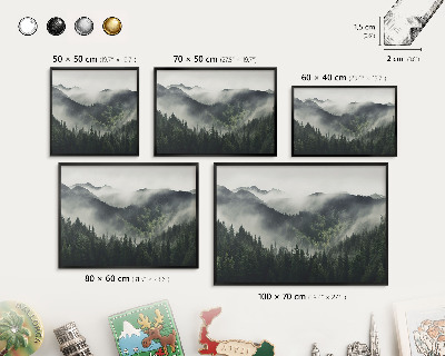 Tableau magnétique encadré de couleur noire Montagnes vertes