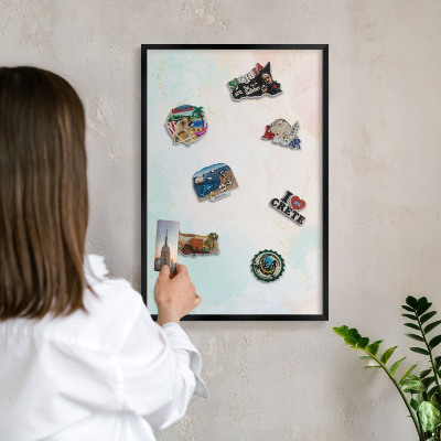 Panneau pour aimants souvenirs cadre noir Élégance pastel
