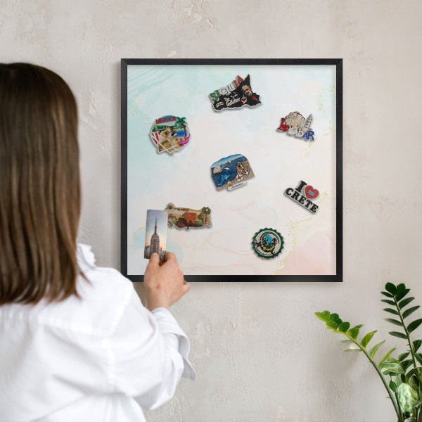 Panneau pour aimants souvenirs cadre noir Élégance pastel