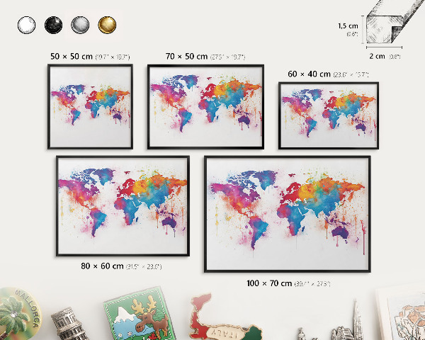 Tableau magnétique encadré de couleur noire Carte des couleurs