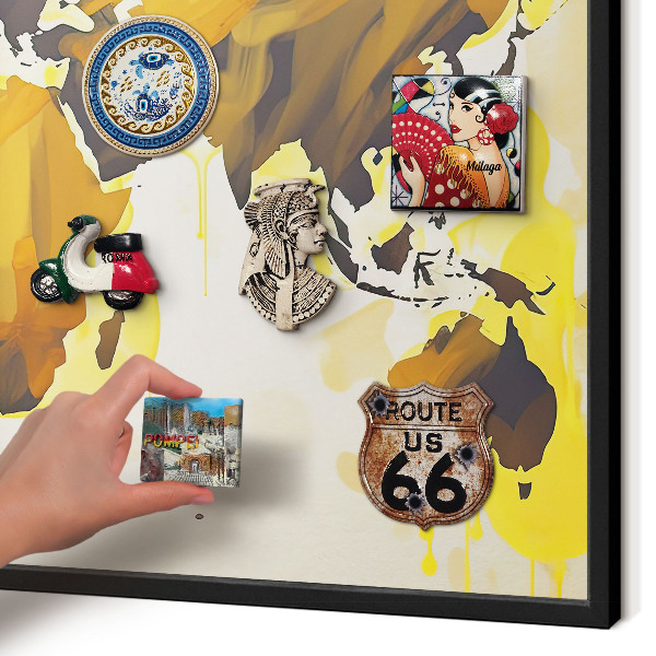 Panneau pour aimants souvenirs cadre noir Carte du monde