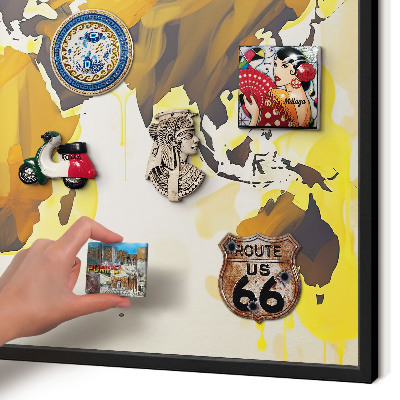 Panneau pour aimants souvenirs cadre noir Carte du monde