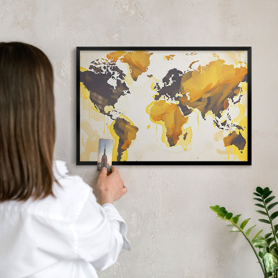 Panneau pour aimants souvenirs cadre noir Carte du monde