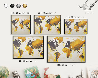 Panneau pour aimants souvenirs cadre noir Carte du monde