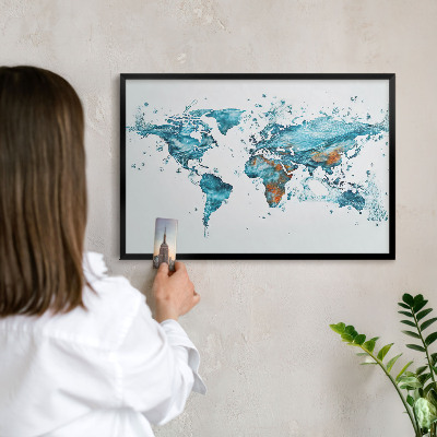 Tableau magnétique encadré de couleur noire Carte de l'eau