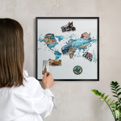 Tableau magnétique encadré de couleur noire Carte de l'eau