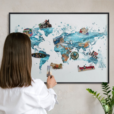 Tableau magnétique encadré de couleur noire Carte de l'eau